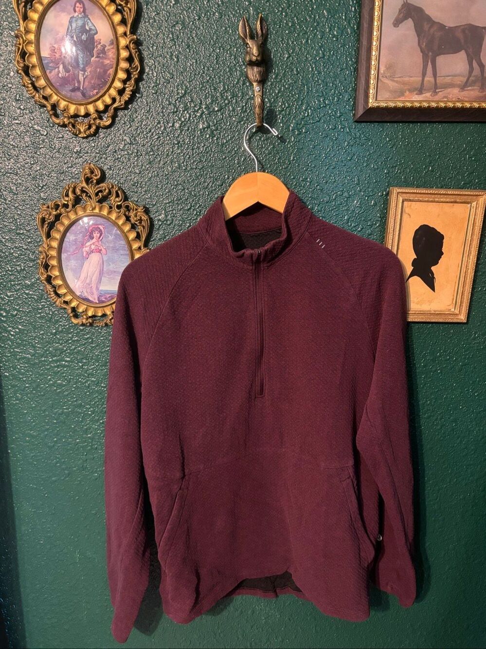 Lululemon At Ease Hoodie Sz Medium Heathered Speckled Red Quarter Zip